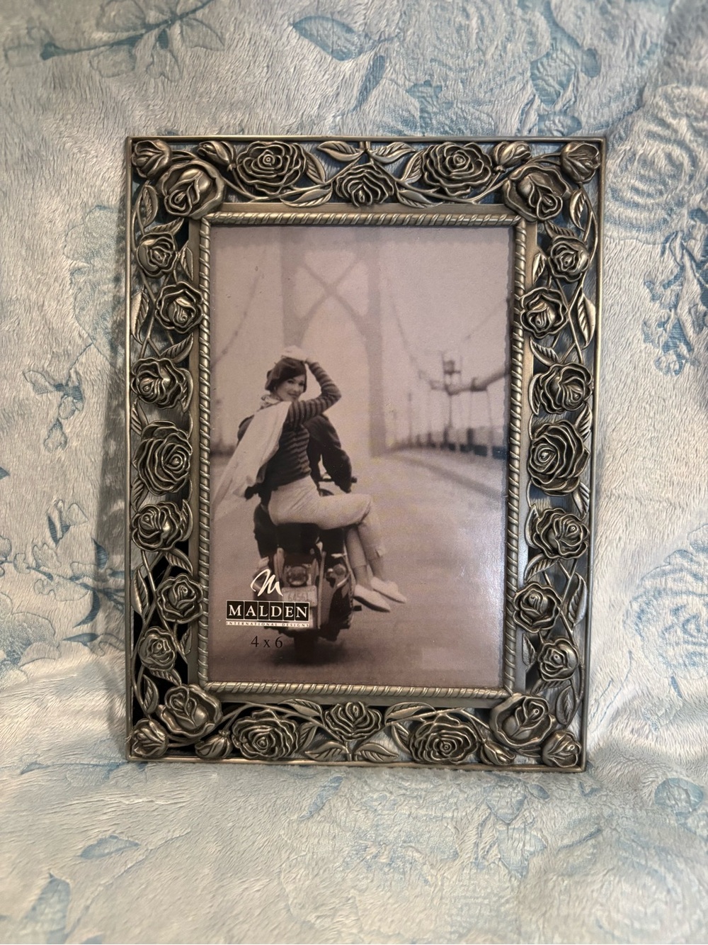 Malden Silver Floral Rose Decorative Photo Frame